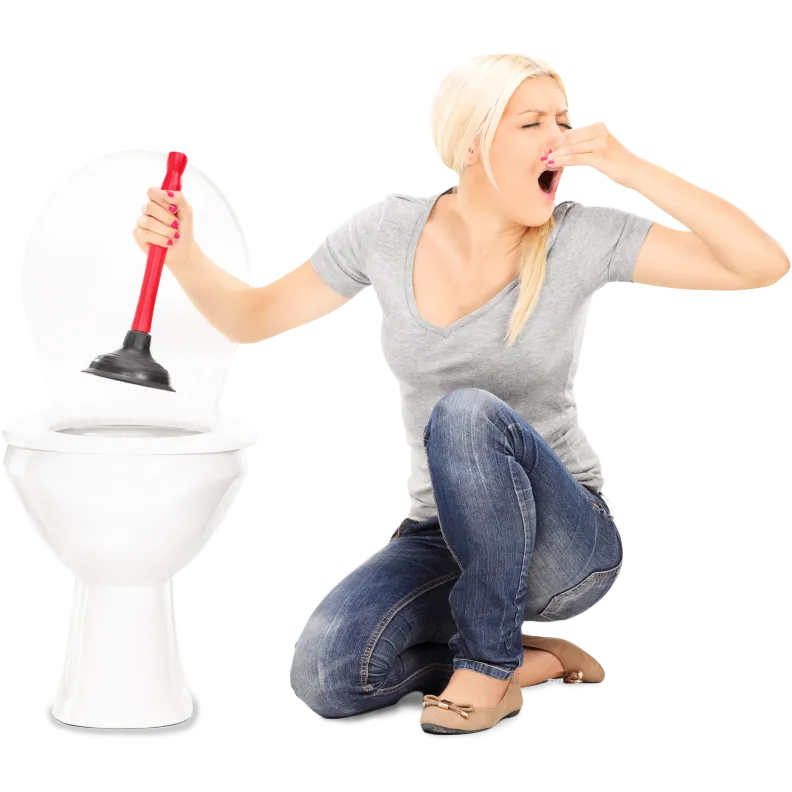 Woman Plunging Toilet